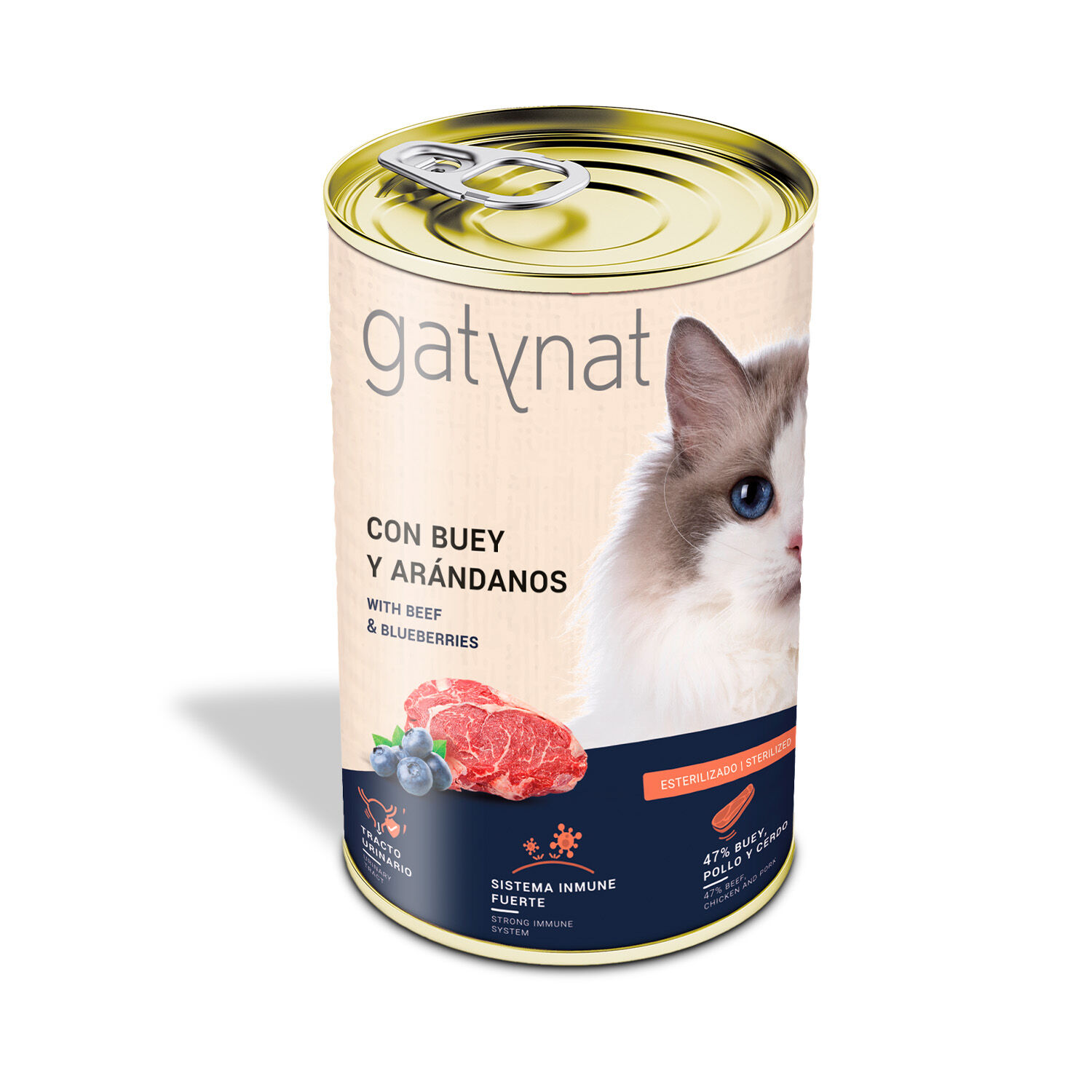 Dibaq Gatynat Buey y arándanos, 400g x 12 latas para gatos