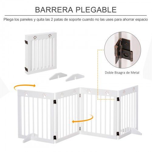 PawHut barrera de seguridad plegable color Blanco, , large Imagen numero 4