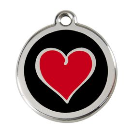 Red Dingo Placa identificativa Acero Inoxidable Esmalte Corazón Negro Negro - Rojo para perros
