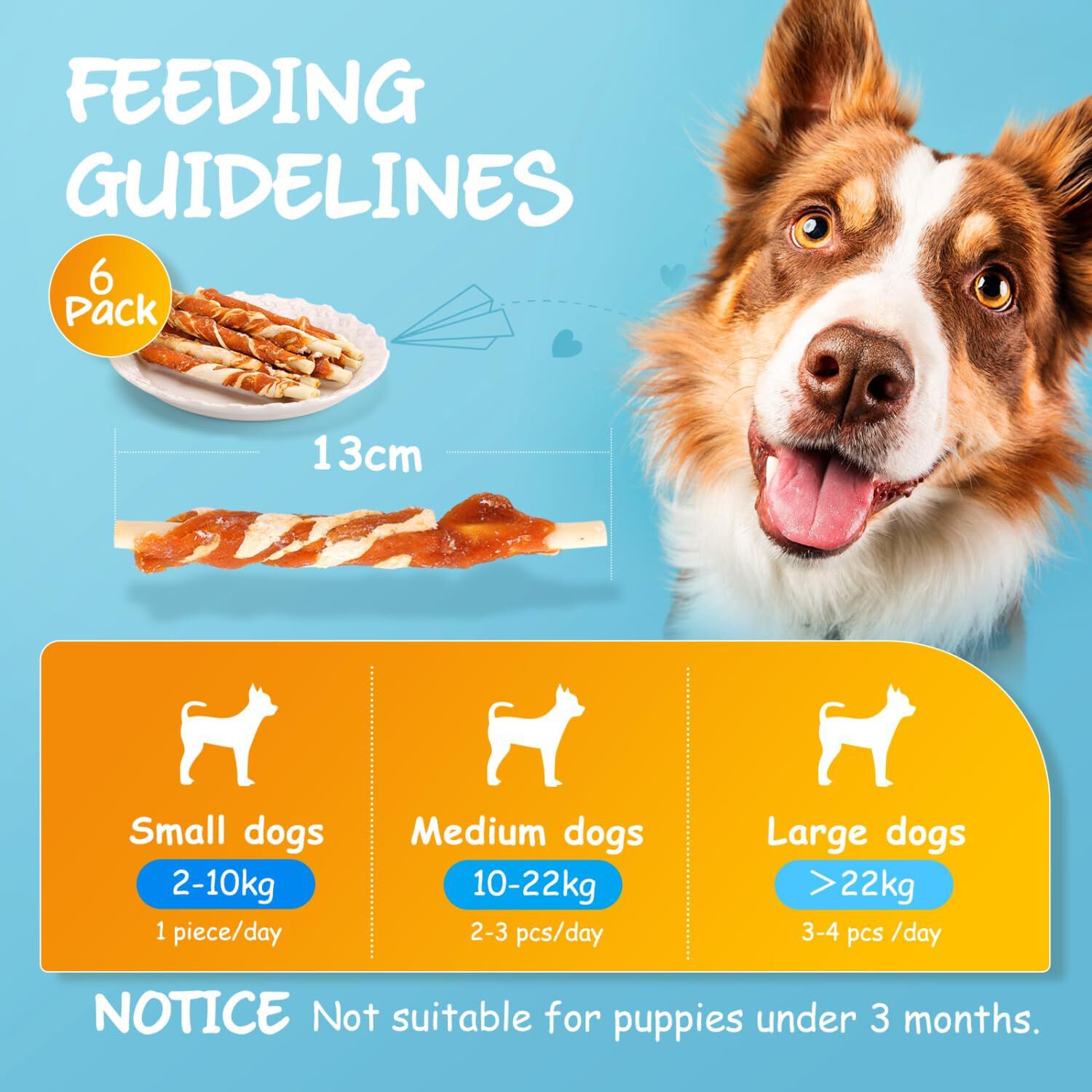 Nobleza - Snacks Naturales para Perros, Palitos de Piel de Vaca Envuelto en Pollo, Chuches para Perros, Golosinas para Perro, Premios para tu Mascota, 13cm, 6 Pack (6 x 100g), , large Imagen numero 2