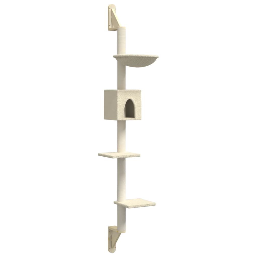 vidaXL &Aacute;rbol rascador para gatos de pared crema 187 cm, , large Imagen numero 1