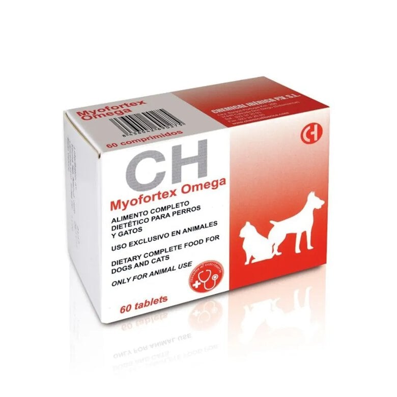 Myofortex Omega 60 comprimidos suplemento nutricional formulado para apoyar la función cardíaca en perros y gatos Chemical Ibérica