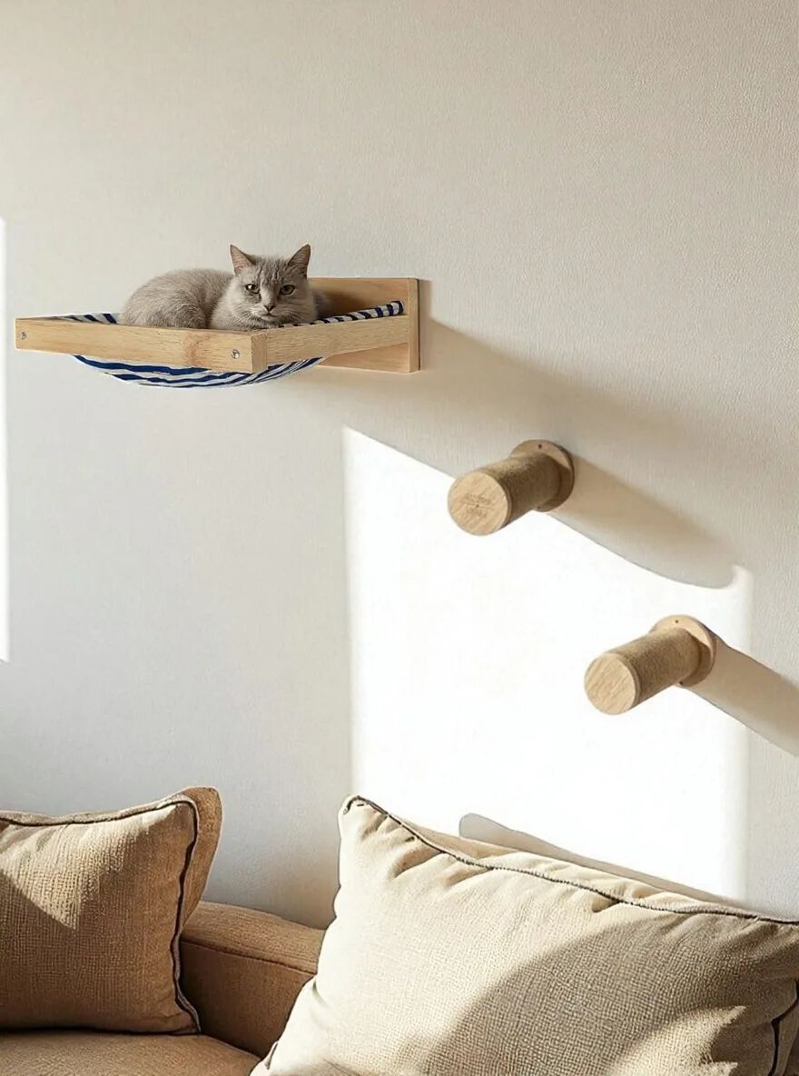 Althea Living - Estante de Escalada para Gatos Coral, set de 2 piezas, madera de roble y yute thumbnail