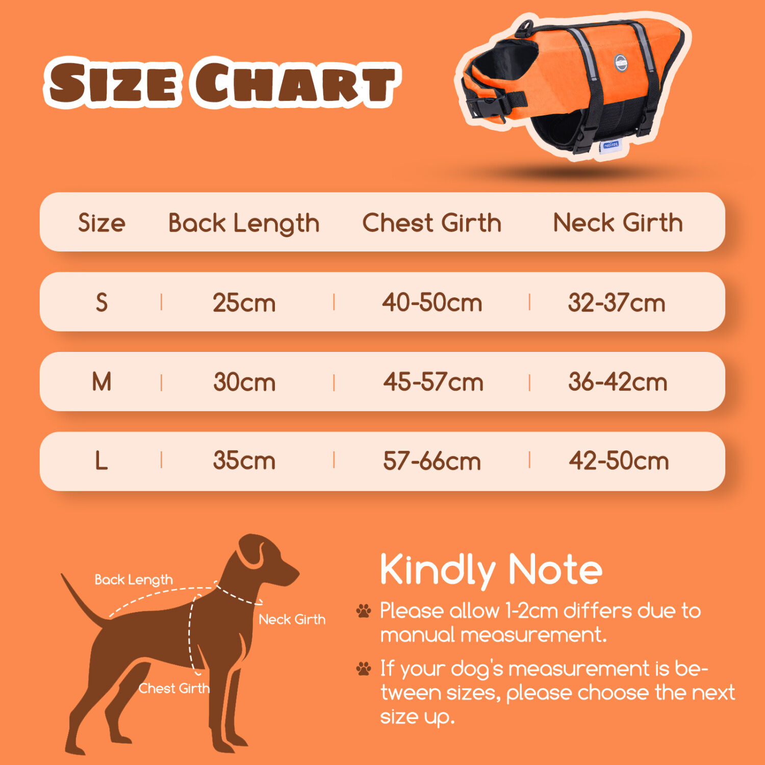 Nobleza - Chaleco Salvavidas para Perros， Flotador Perro con Tiras Reflectantes， Chaleco de Nataci&oacute;n para Perro con Alta Flotabilidad y Mango de Rescate Duradero para Nadar， Surf， Navegar， Naranja(S), , large Imagen numero 2