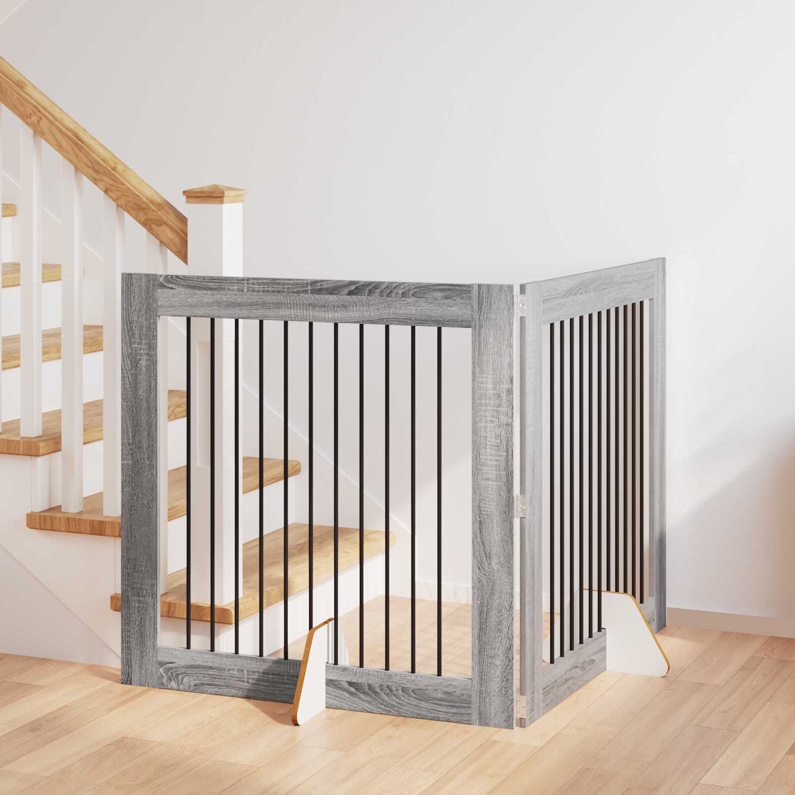 vidaXL Puerta de perro con soportes Madera de ingenier&iacute;a Contenci&oacute;n Mascotas, , large Imagen numero 2