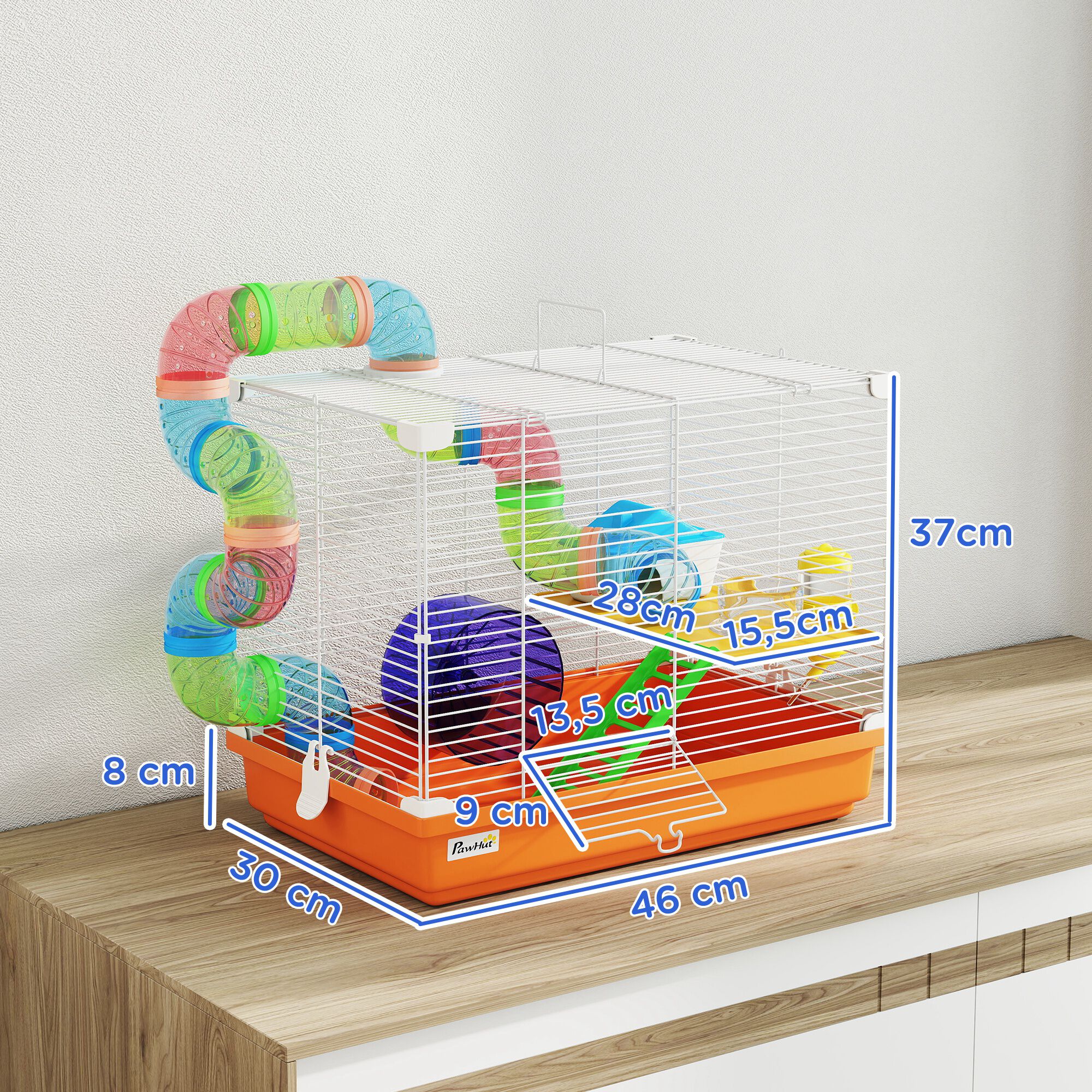 PawHut Jaula para H&aacute;mster Naranja, , large Imagen numero 3