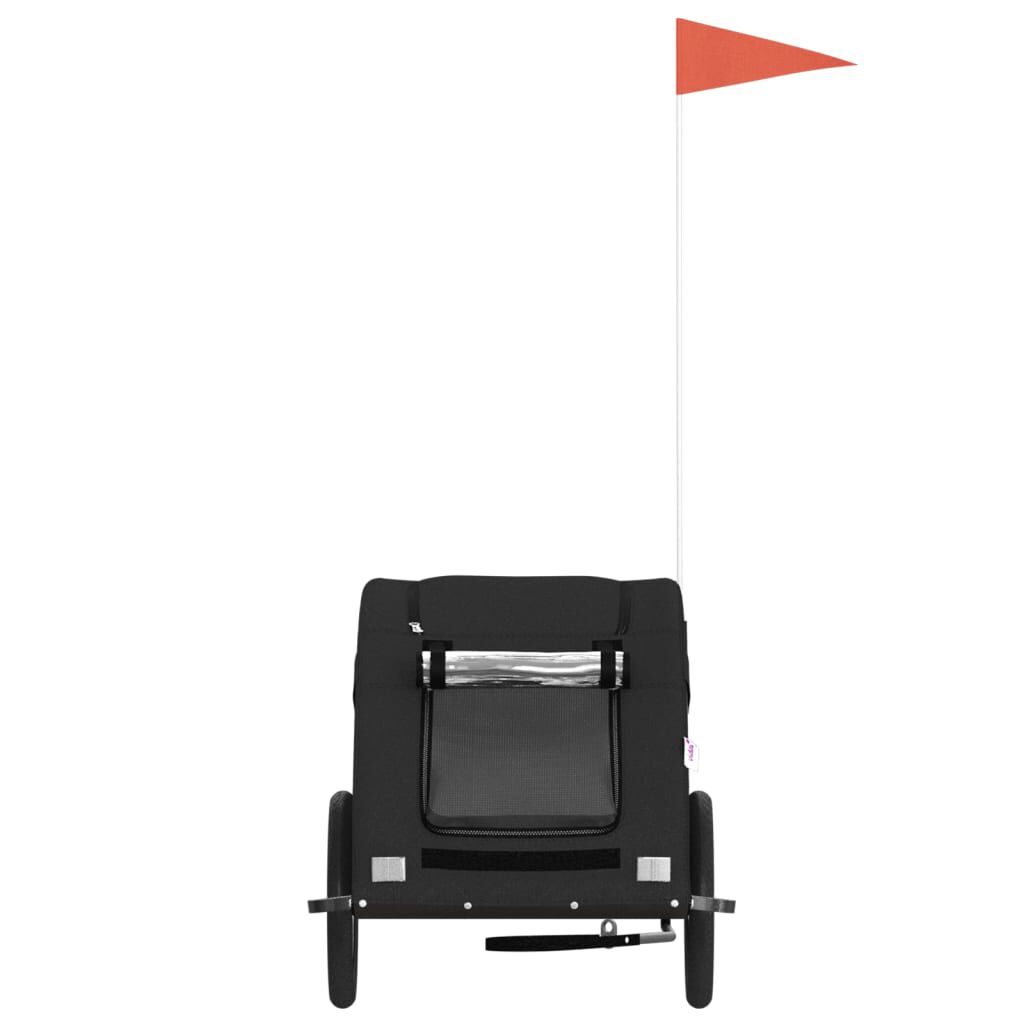 vidaXL Remolque de bicicleta mascotas hierro tela Oxford negro, , large Imagen numero 4