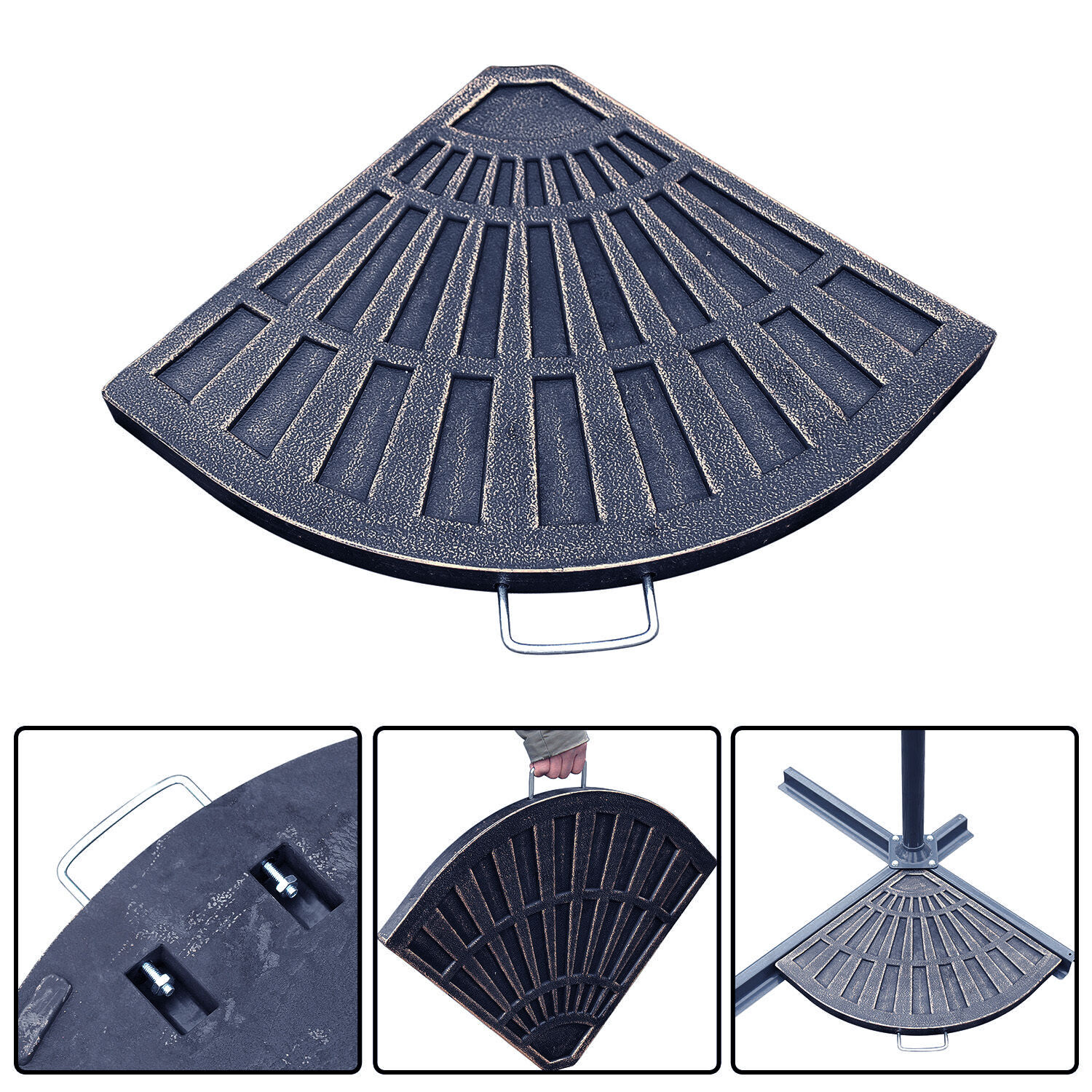 Outsunny Juego de 2 Piezas Base de Sombrilla Parasol Exc&eacute;ntrico Pies Soporte de Sombrilla Banana de Patio Jard&iacute;n 66x47x4.2cm Resina, , large Imagen numero 4