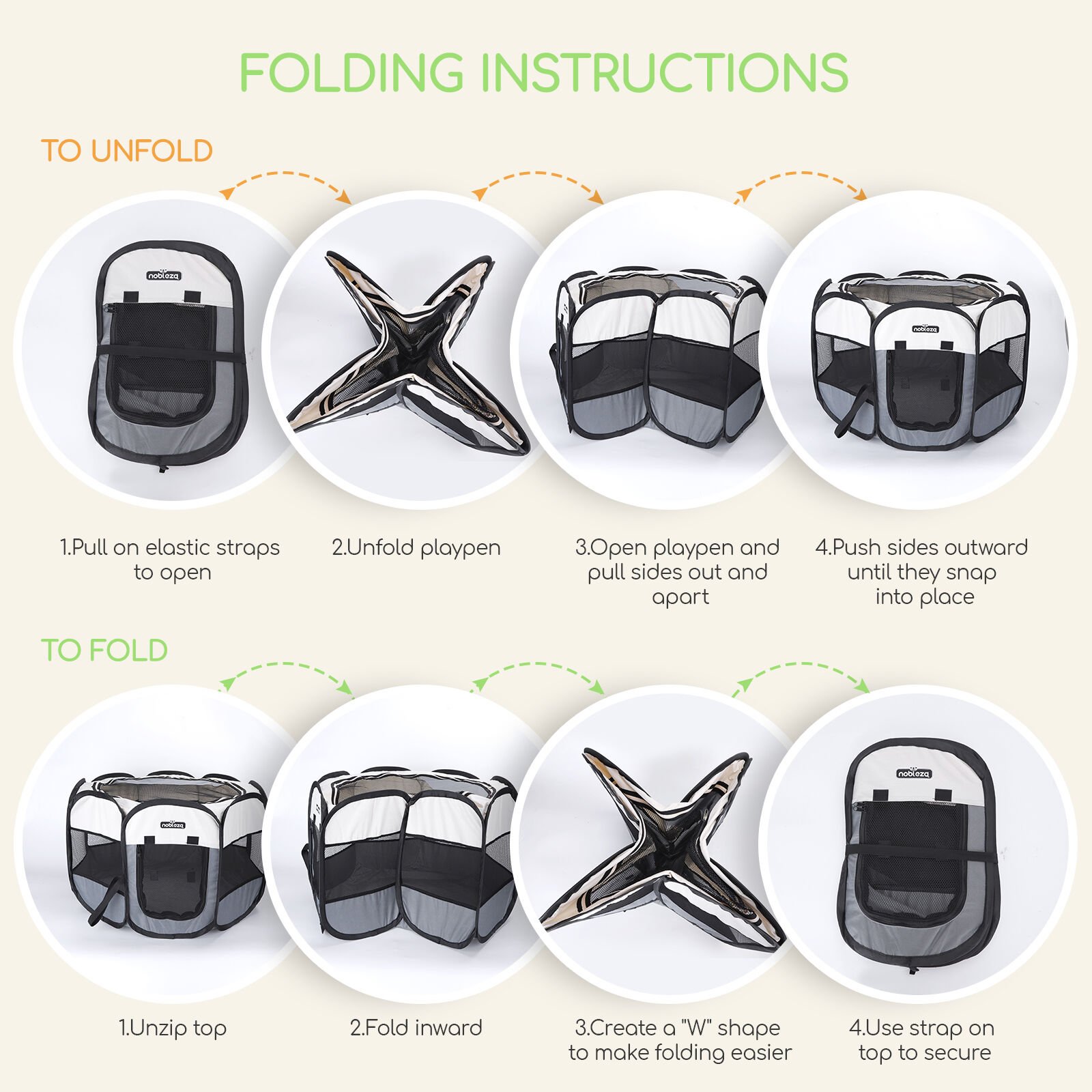 Nobleza - Parque Plegable para Perros, Port&aacute;til Parque para Perros, Impermeable Parque de Juego de Tela Oxford, Jaula Octagonal para Cachorros, Gatos, Perros, Conejos, 92x92x58cm, , large Imagen numero 4