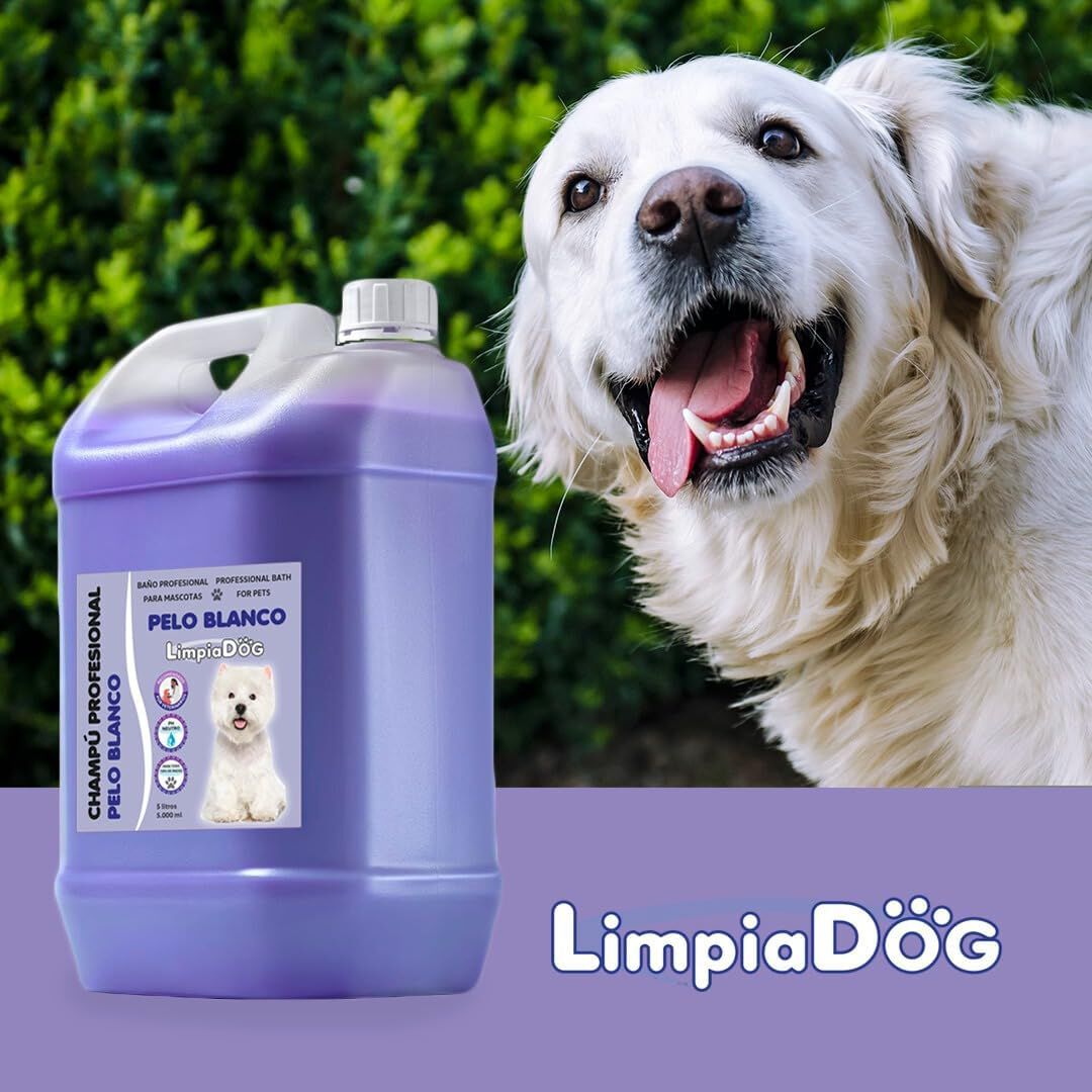 LIMPIADOG Champu para perros pelo blanco, ilumina el pelaje de tu mascota aroma Fresco y Natural 5 Litros, , large Imagen numero 3