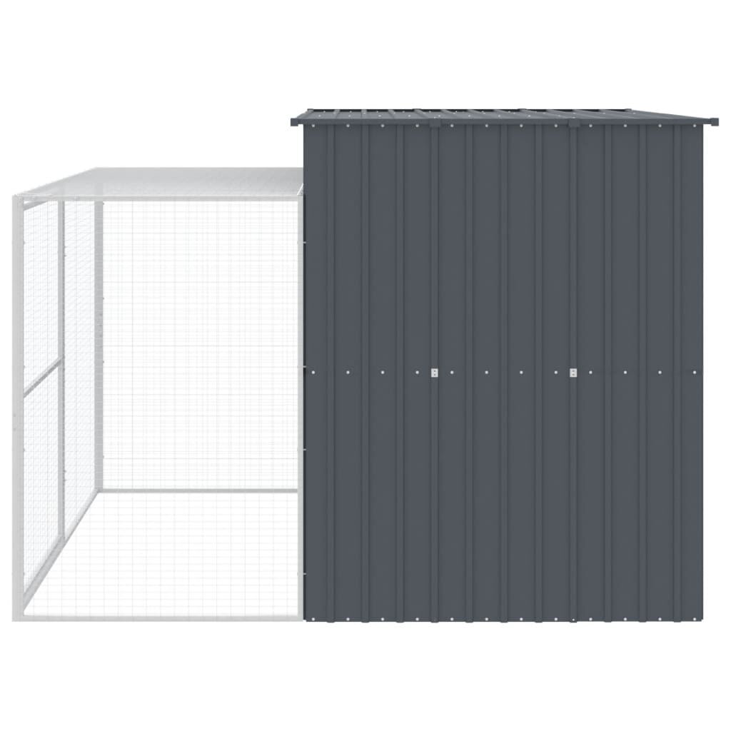 vidaXL Caseta perros con corral acero galvanizado gris 214x1069x181 cm, , large Imagen numero 22