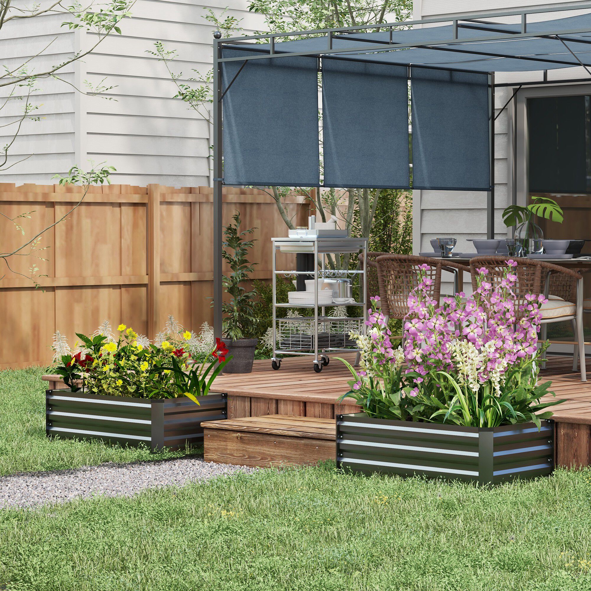 Outsunny Huerto Urbano Gris Oscuro, , large Imagen numero 2