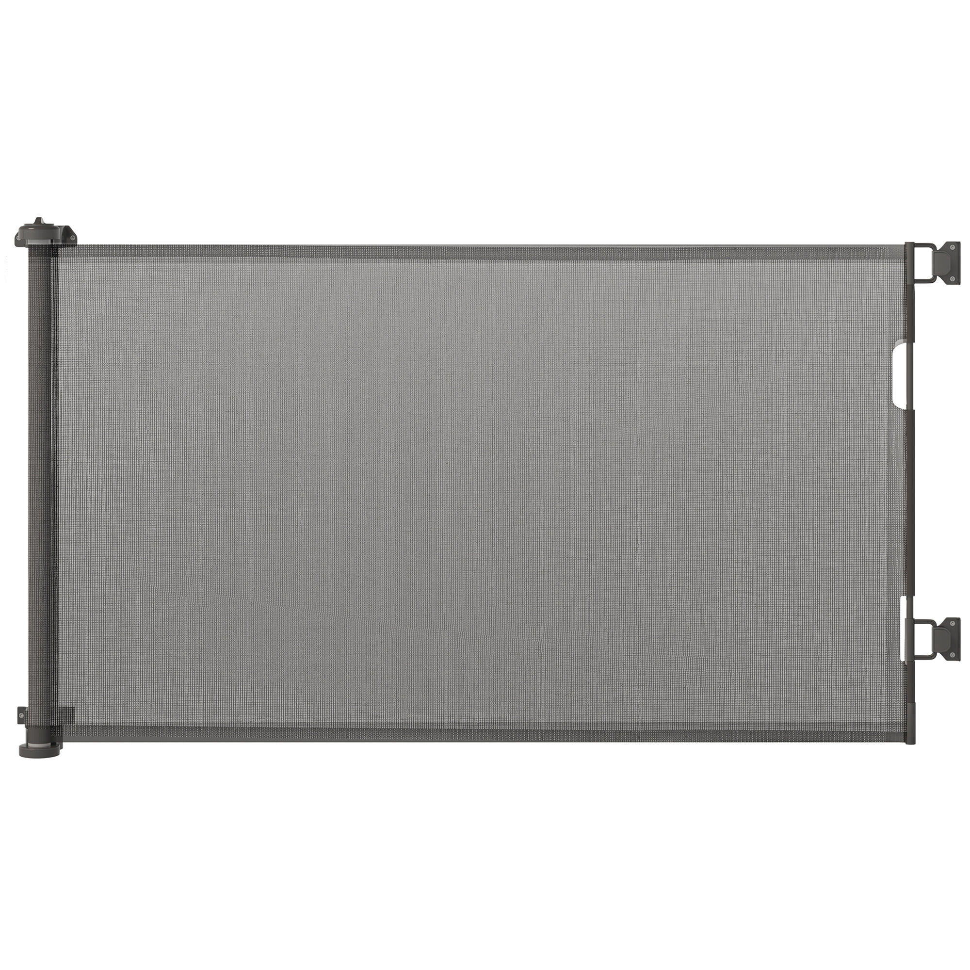 PawHut Puerta de Seguridad para Perros y Gatos Extensible 0-150 cm Puerta Retr&aacute;ctil para Mascotas Barrera para Escaleras y Pasillos Aleaci&oacute;n de Aluminio 165x10,7x85 cm Gris, , large Imagen numero 1