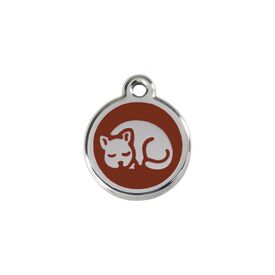 Red Dingo Placa identificativa Acero Inoxidable Esmalte Gatito Marron para gatos
