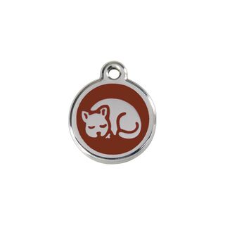 Red Dingo Placa identificativa Acero Inoxidable Esmalte Gatito Marron para gatos