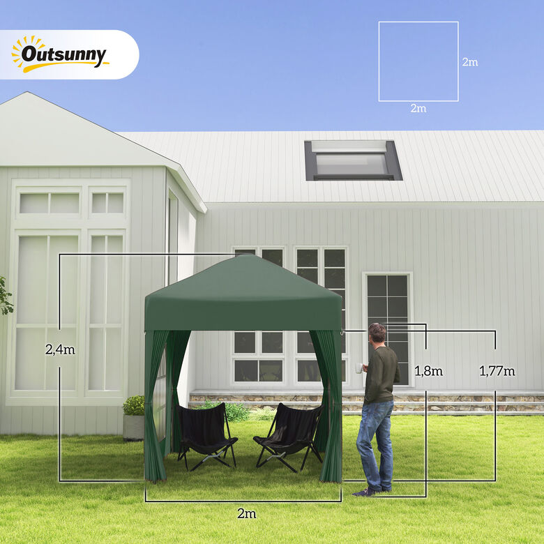 Outsunny Carpa Plegable Gazebo para Exterior Terraza Camping Fiestas Verde thumbnail