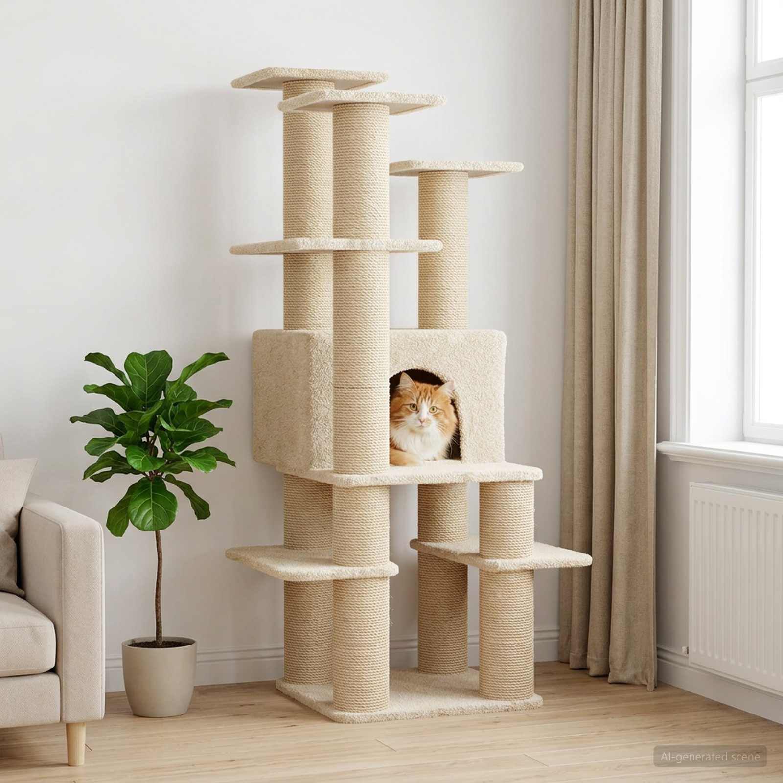 vidaXL &Aacute;rbol para gatos con postes de sisal Muebles Gatos &Aacute;rbol Interior, , large Imagen numero 2