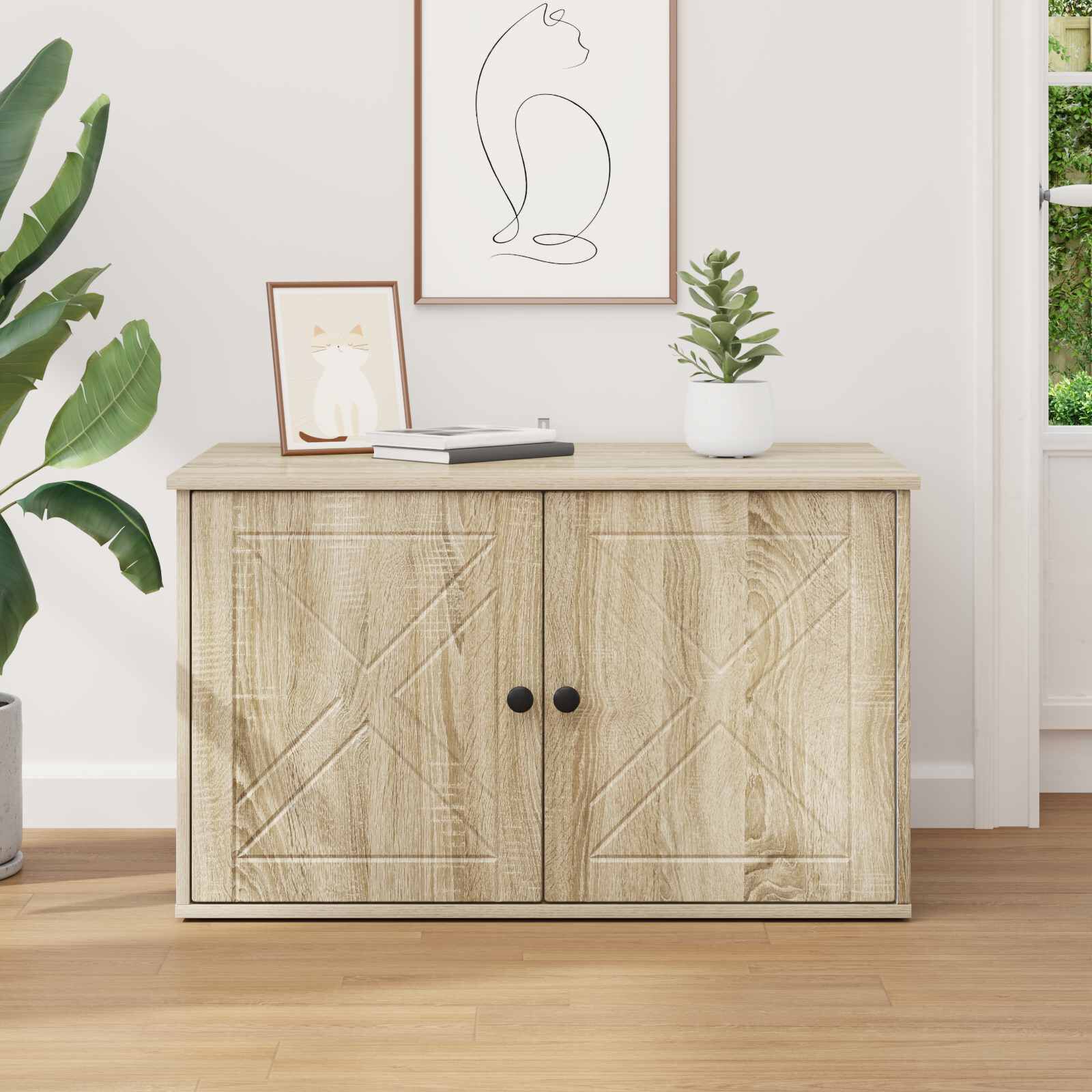 vidaXL Casa para Gatos Sonoma 85 x 55 x 50,5 cm Madera de ingenier&iacute;a, , large Imagen numero 5