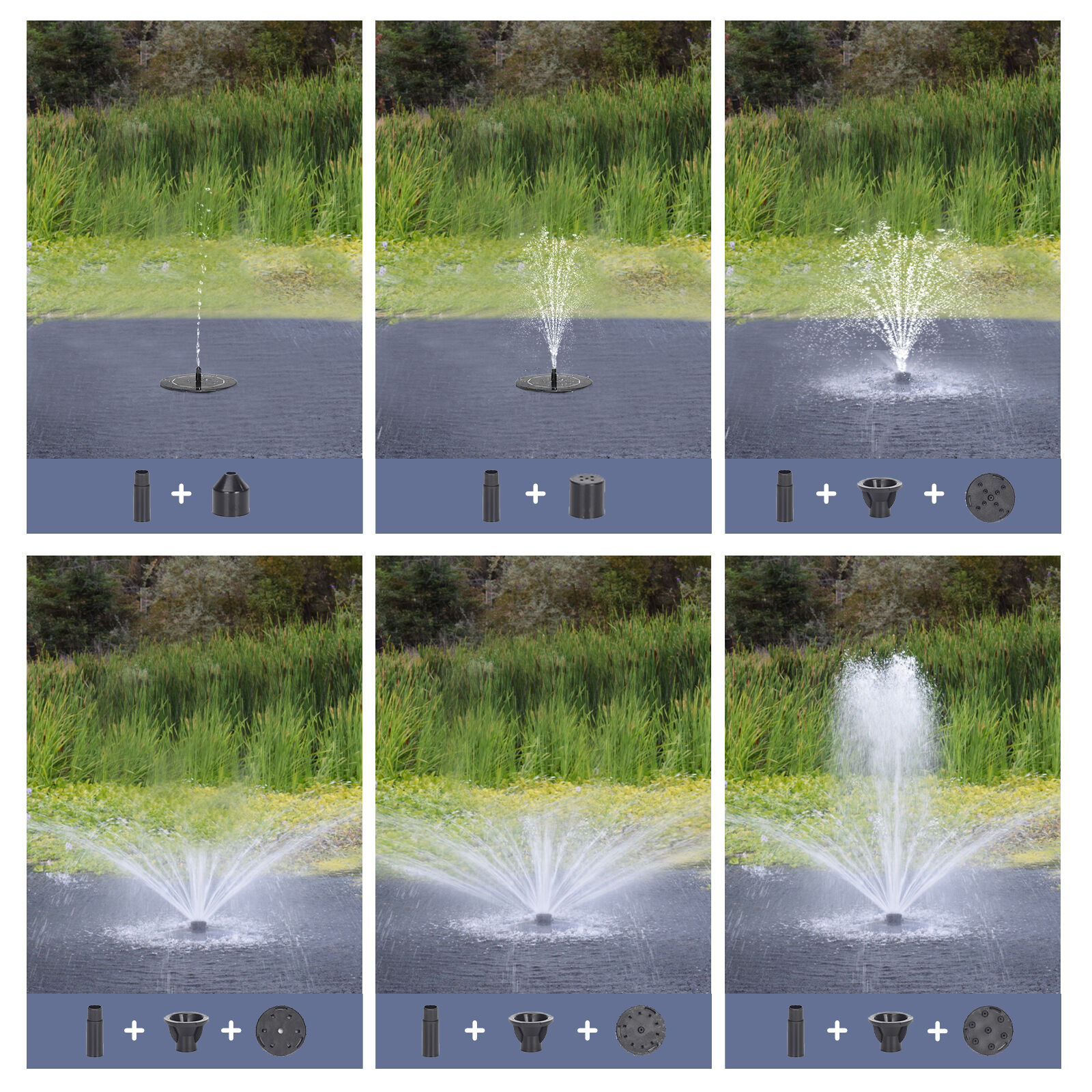 Nobleza - Solar Fuente Bomba 3W, Fuente de Jard&iacute;n Solar Panel con 6 Estilos de Fuente para jard&iacute;n  Ba&ntilde;o para P&aacute;jaros, C&eacute;sped, Circulaci&oacute;n de Agua para Ox&iacute;geno, , large Imagen numero 2