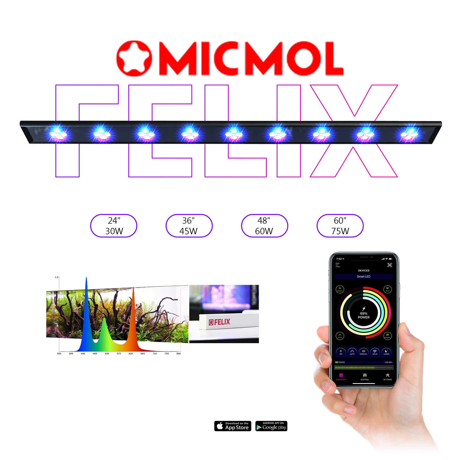 Micmol Luz Led Felix 600 para Acuarios Dulces thumbnail