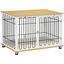 PawHut Jaula para Perros para Interior en Casa 90x58x62,5 cm Mueble Perrera Superficie Mesa Auxiliar con Coj&iacute;n Lavable Puerta con Cerradura y Rejillas de Acero Roble, , large indicador imagen numero 1