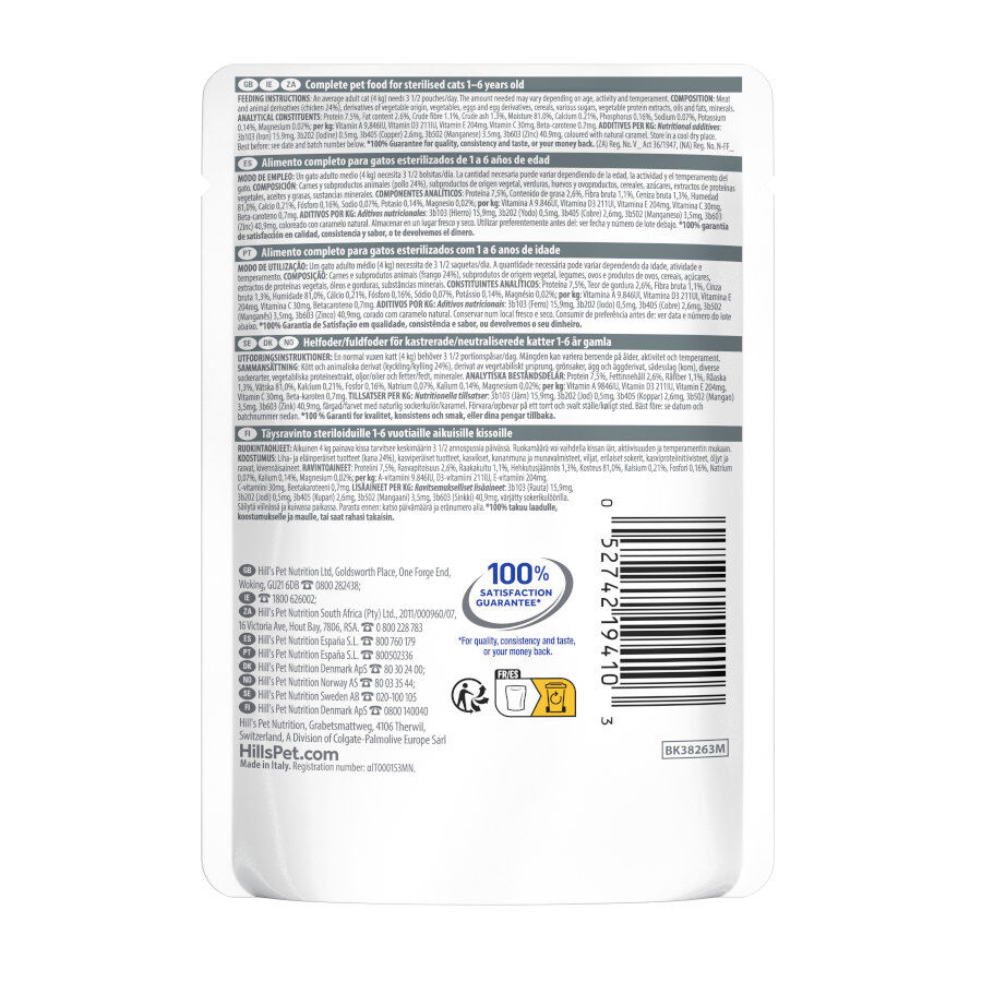 85 g Hill's Science Plan Sterilized Young Adult Pollo sobre para gatos, , large Imagen numero 6