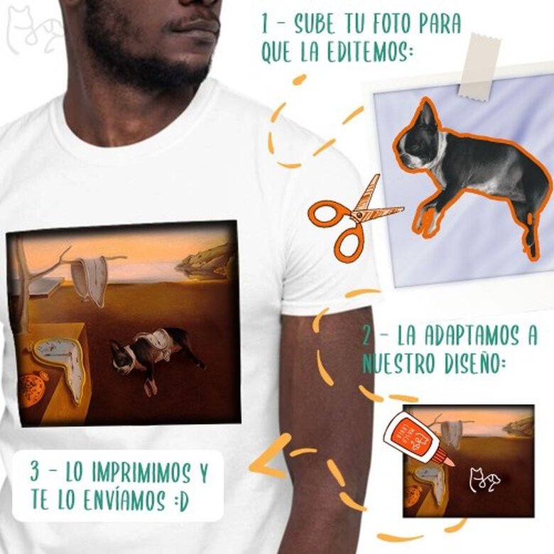 Mascochula camiseta hombre mola dalí personalizada con tu mascota gris, , large image number null