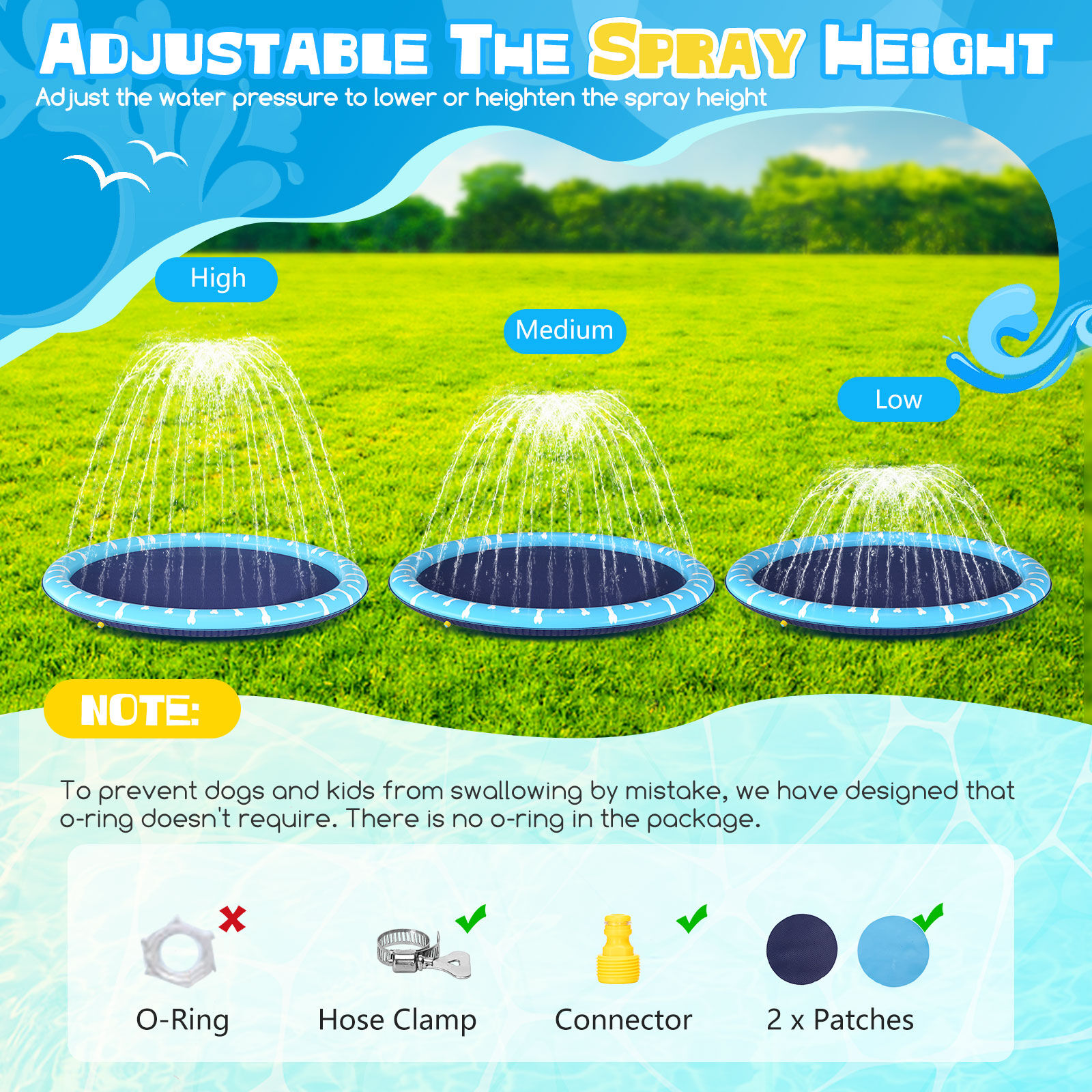 Nobleza Piscina para Perros Grandes, D170cm/66.9in Piscina Plegable para Perro, Splash Pad Perro, Espesar 0.55mm, Antideslizante Tapete de Juegos de Agua, Juguete de Verano para Jard&iacute;n al Aire Libre(1), , large Imagen numero 3