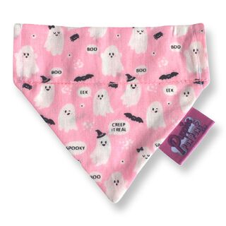 Puppies & Pom Poms Bandana Dulces fantasmas rosados de Halloween para perros