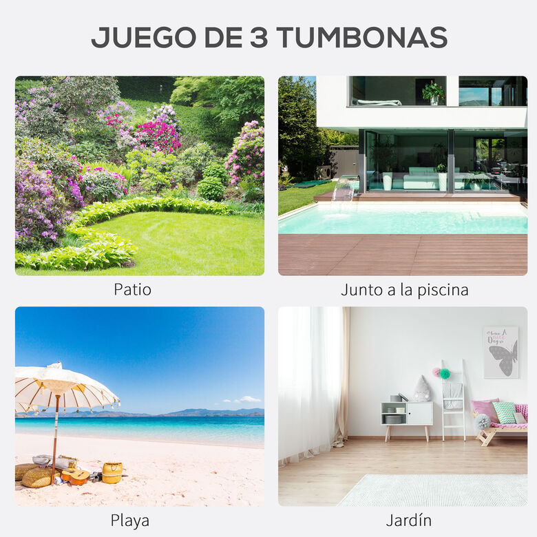 Outsunny Tumbonas De Jardín Con Mesa De Café Negro thumbnail
