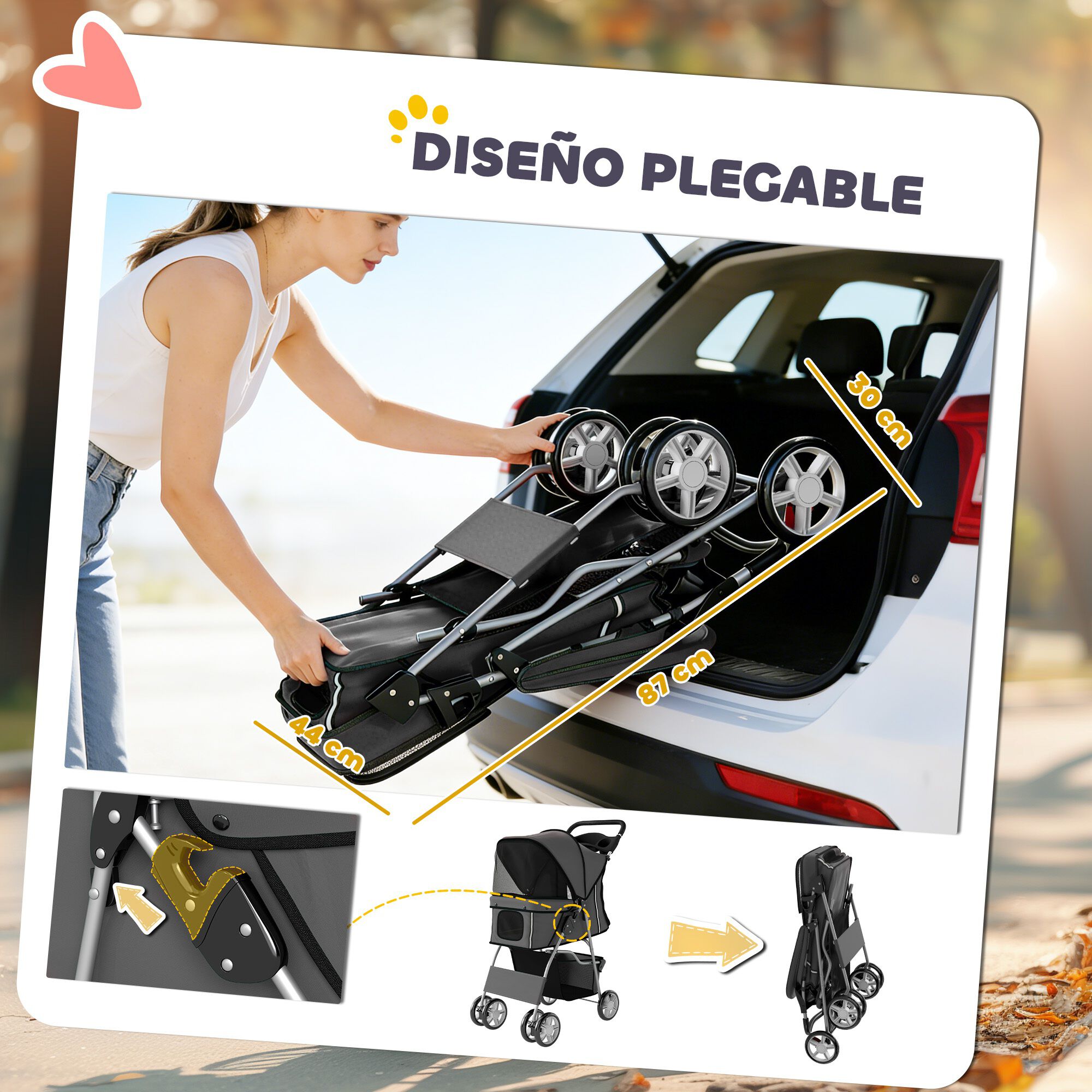 PawHut Carrito para Perros Gris Oscuro, , large Imagen numero 10