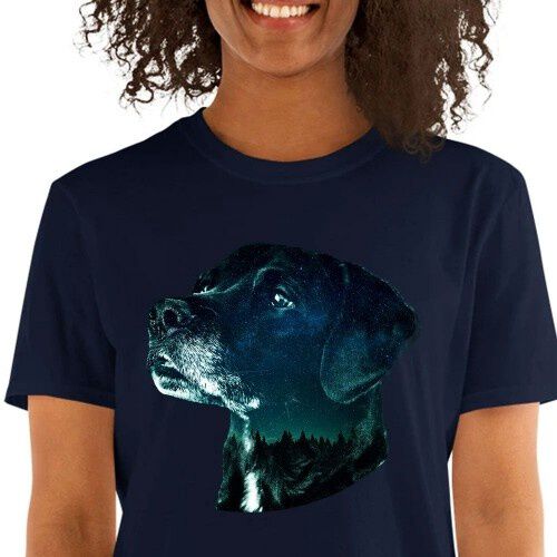 Mascochula camiseta mujer noche estrellada personalizada con tu mascota azul marino thumbnail