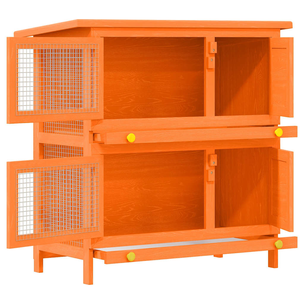 vidaXL Jaula de madera para conejos peque&ntilde;os de exterior con 4 puertas, , large Imagen numero 3