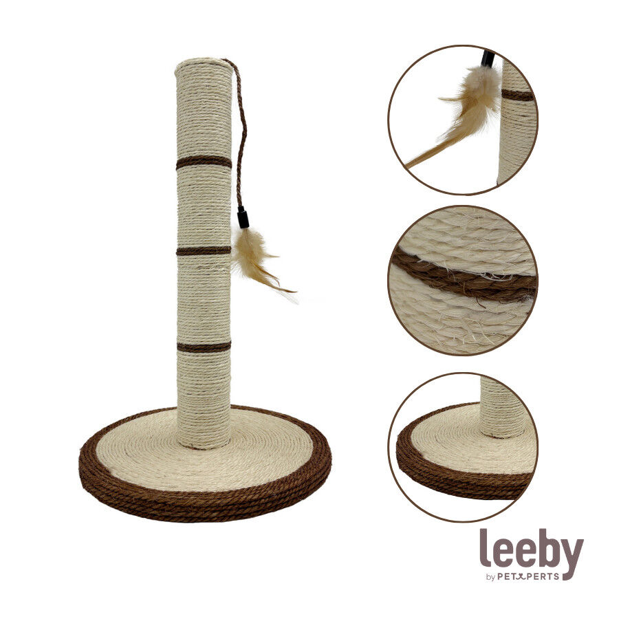 Leeby Isidoro rascador de sisal con juguete marron para gatos thumbnail
