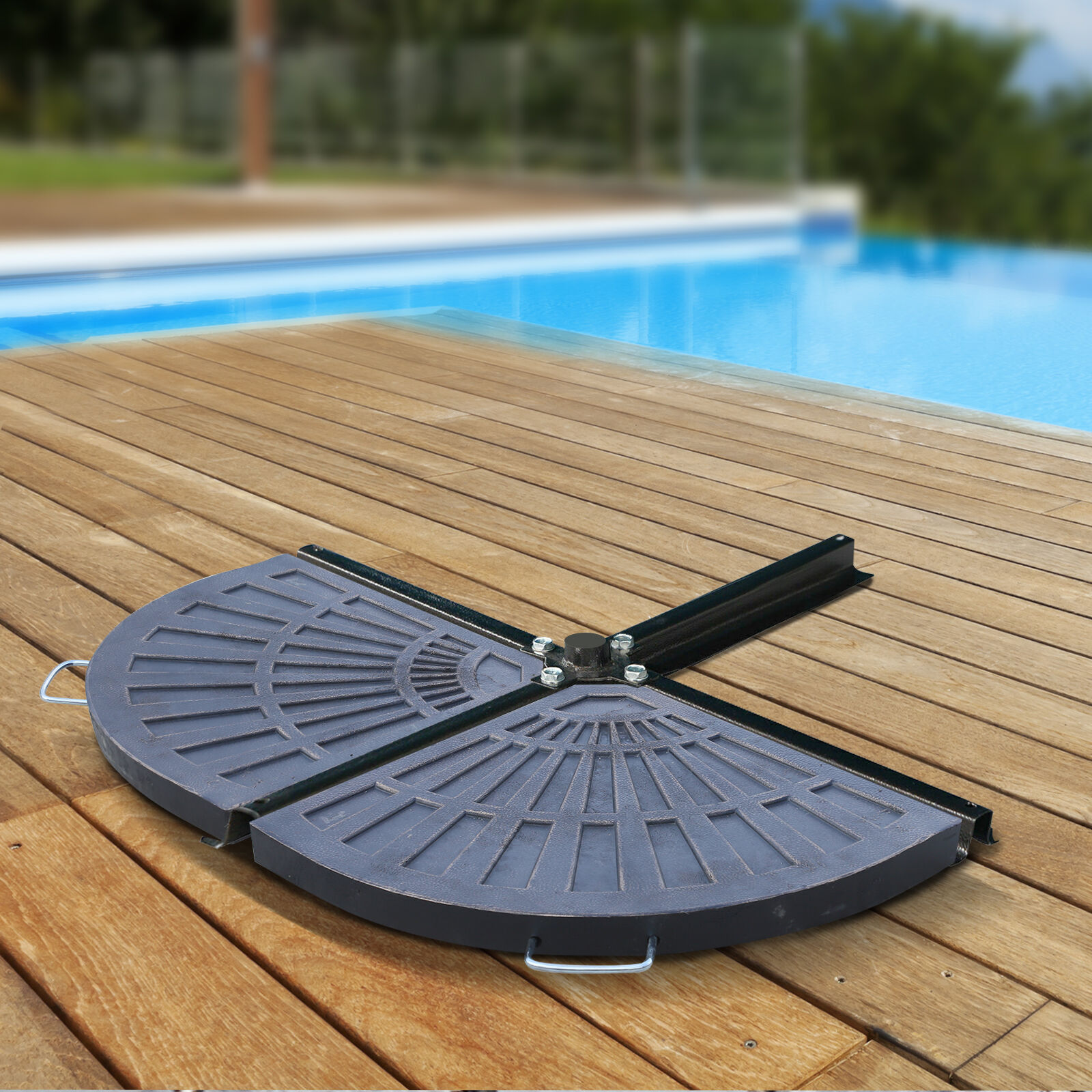 Outsunny Juego de 2 Piezas Base de Sombrilla Parasol Exc&eacute;ntrico Pies Soporte de Sombrilla Banana de Patio Jard&iacute;n 66x47x4.2cm Resina, , large Imagen numero 2