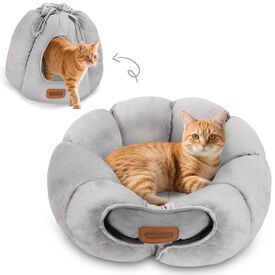 Nobleza Cama Tienda para Gatos 2 en 1, Convertible Cerrada o Abierta, Cueva Mediana Lavable, Casa para Mascotas Interior