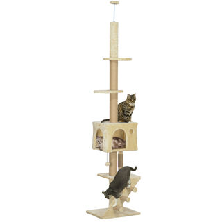 PawHut Árbol Rascador con Altura Ajustable Beige para gatos
