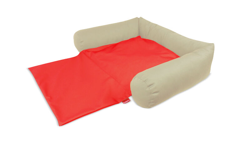 Gauty Cama para Perros y Gatos  Tela de sarga - Beige y rojo, , large Imagen numero 1