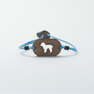 Pulsera de madera Caniche/Perro de Aguas personalizable color Azul