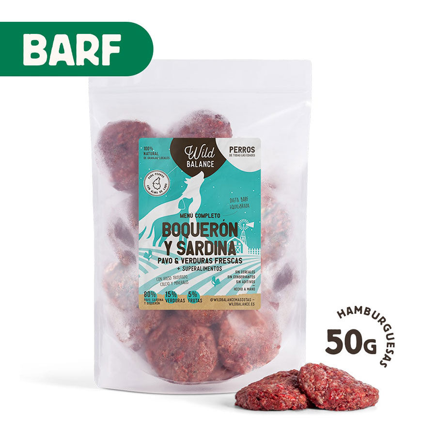 Wild Balance men&uacute;s completos BARF sabor boquer&oacute;n, sardina y pavo para perros, , large Imagen numero 2