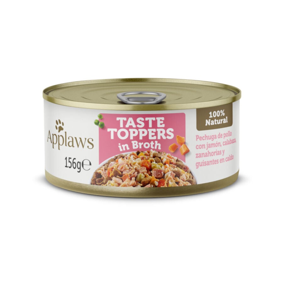 156 g Applaws Taste Toppers Pollo con Jam&oacute;n y Vegetales en Caldo lata para perros, , large Imagen numero 1