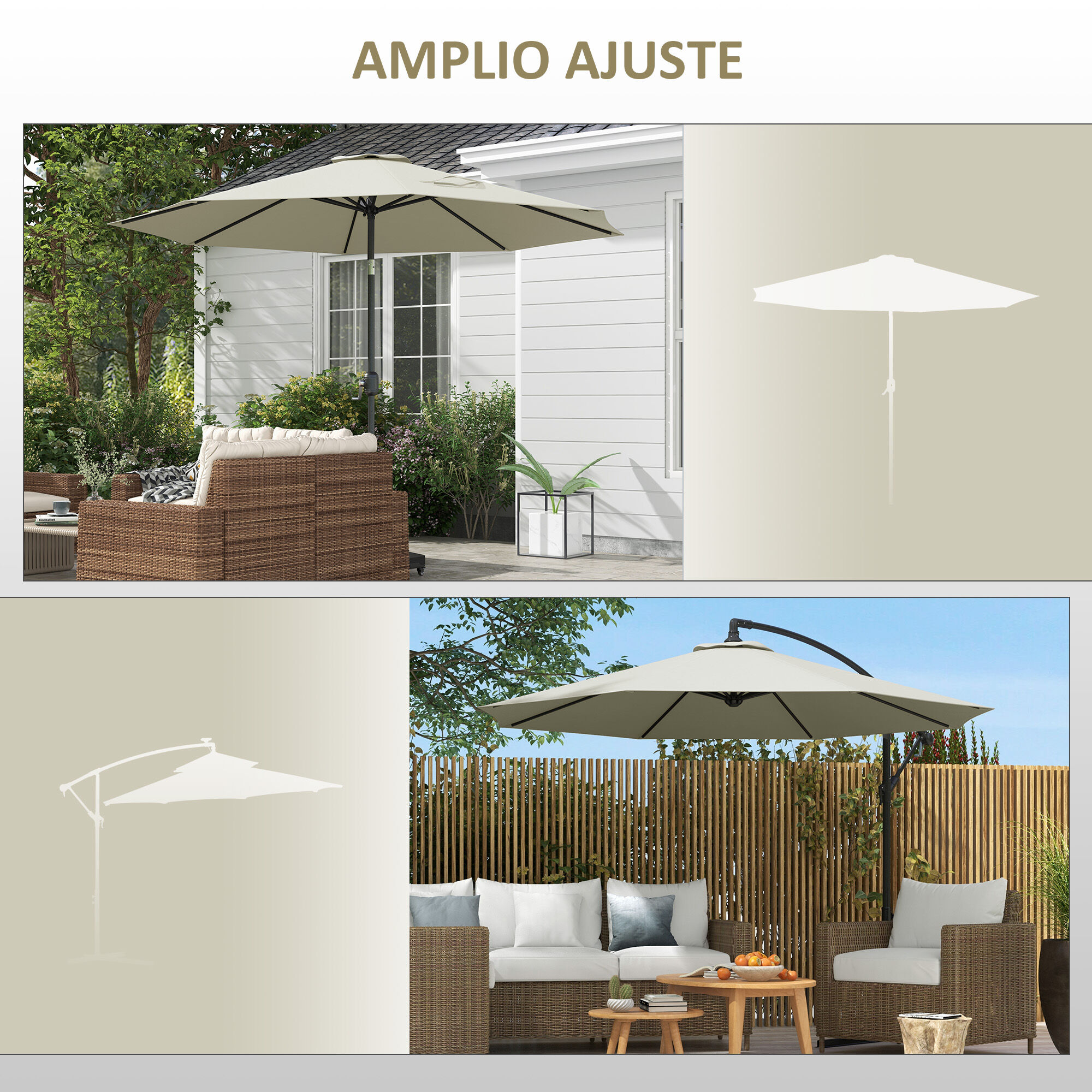Outsunny Toldo de Sombrilla Crema, , large Imagen numero 4