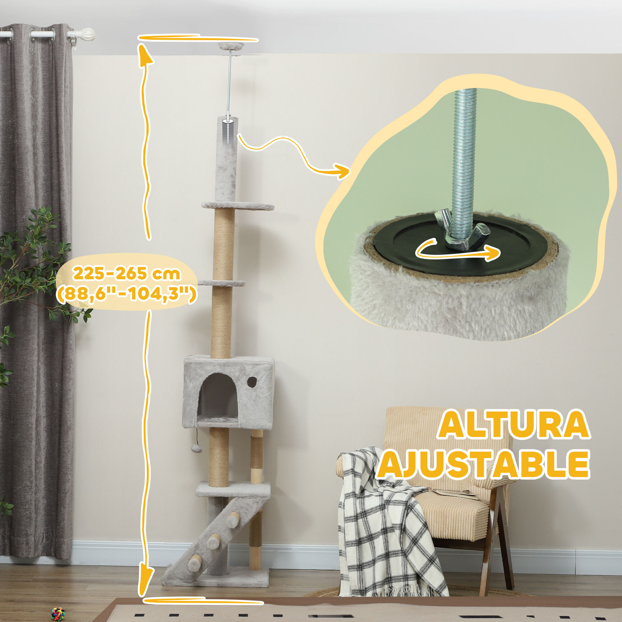 PawHut Árbol Gris Claro para Gatos thumbnail