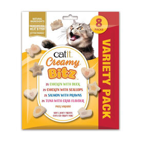 Snacks Catit Creamy Bitz Pack variado, 8 x 12 g