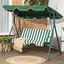 Outsunny Columpio Balancín de Jardín Exterior de 3 Plazas con Cojín Techo Ajustable y Marco de Acero para Balcón Terraza Patio Carga Máx. 240 kg 172x110x153 cm Raya Verde, , large indicador imagen numero 2