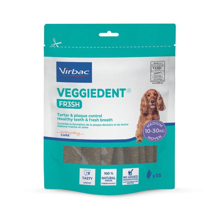 15 barritas Virbac Snacks Dentales Veggiedent Fresh para perros de raza mediana, , large Imagen numero 2