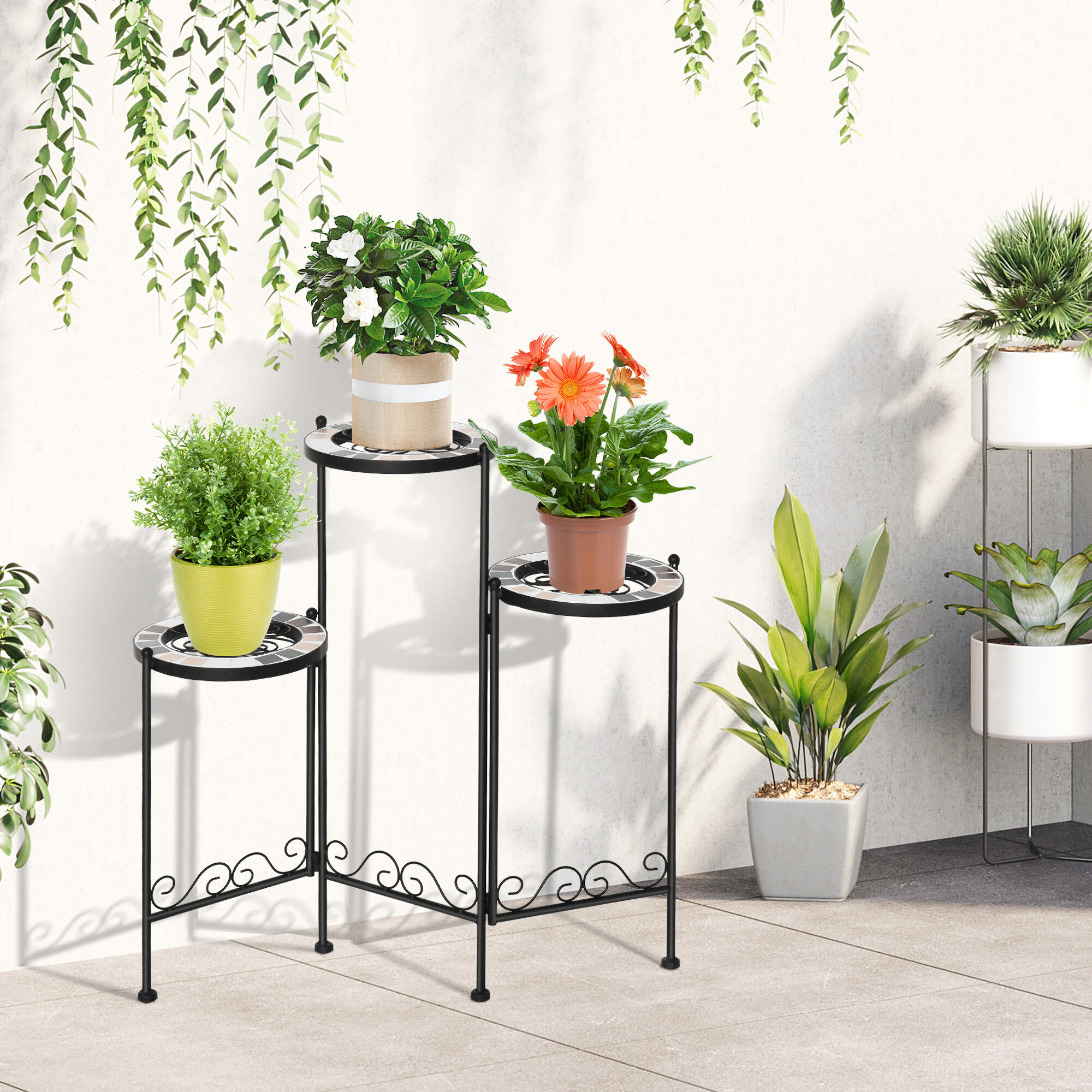 Outsunny Soporte para Plantas Negro para exterior thumbnail