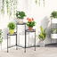 Outsunny Soporte para Plantas de Metal Mecetas Plegable Estantería para Flores con 3 Estantes y Bordes de Azulejo para Decoración Interiores y Exteriores 60x22x65 cm Negro, , large indicador imagen numero 2