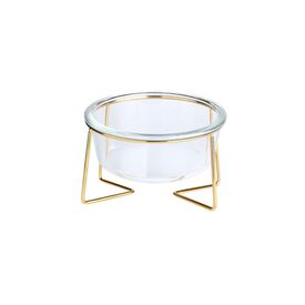 Taz&oacute;n de Vidrio Transparente con Soporte Dorado | Inclinado | 480ml