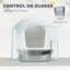 PawHut Arenero para Gatos de Acero Inoxidable XL, Caja de Arena para Gatos, Arenero con Tapa Abatible, Laterales Altos, Entrada Superior, Pala, sin Olores, Fácil de Limpiar, Antifugas, Blanco, , large indicador imagen numero 5